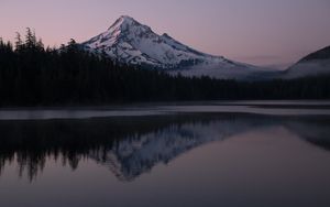 Preview wallpaper mountain, forest, reflection, landscape, nature, lake