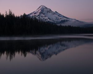 Preview wallpaper mountain, forest, reflection, landscape, nature, lake