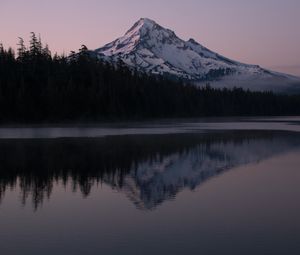 Preview wallpaper mountain, forest, reflection, landscape, nature, lake