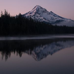 Preview wallpaper mountain, forest, reflection, landscape, nature, lake