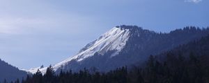 Preview wallpaper mountain, forest, snow, nature, landscape