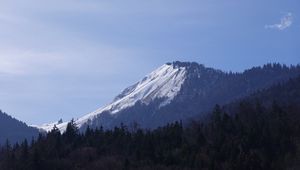 Preview wallpaper mountain, forest, snow, nature, landscape
