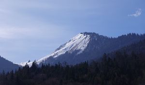 Preview wallpaper mountain, forest, snow, nature, landscape