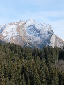 Preview wallpaper mountain, forest, snow, landscape