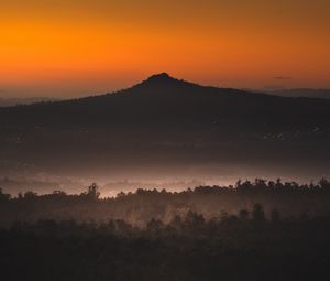 Preview wallpaper mountain, forest, trees, dark, nature