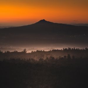 Preview wallpaper mountain, forest, trees, dark, nature