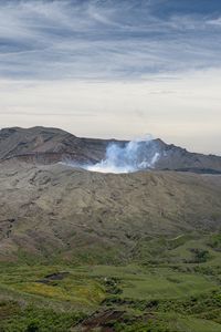 Preview wallpaper mountain, geyser, steam, relief, landscape, nature