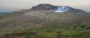 Preview wallpaper mountain, geyser, steam, relief, landscape, nature