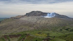 Preview wallpaper mountain, geyser, steam, relief, landscape, nature