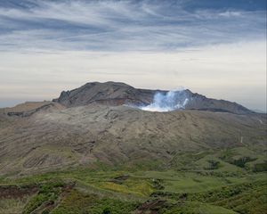 Preview wallpaper mountain, geyser, steam, relief, landscape, nature