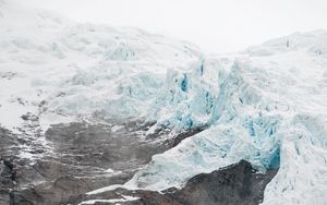 Preview wallpaper mountain, glacier, fog, landscape