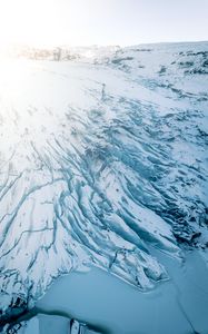 Preview wallpaper mountain, glacier, fog, ice, white, snow