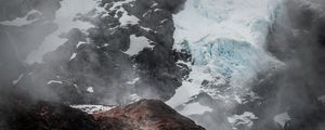 Preview wallpaper mountain, glacier, fog, ice, relief