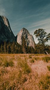 Preview wallpaper mountain, grass, field, valley