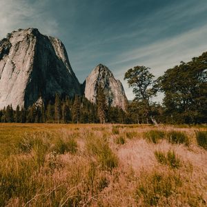 Preview wallpaper mountain, grass, field, valley