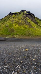 Preview wallpaper mountain, green, asphalt, relief