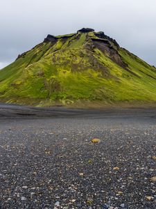 Preview wallpaper mountain, green, asphalt, relief