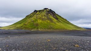 Preview wallpaper mountain, green, asphalt, relief