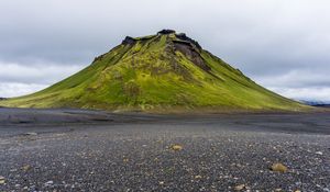 Preview wallpaper mountain, green, asphalt, relief