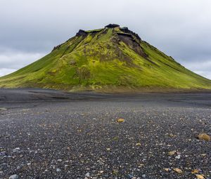 Preview wallpaper mountain, green, asphalt, relief