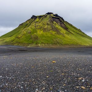 Preview wallpaper mountain, green, asphalt, relief