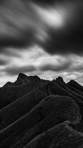 Preview wallpaper mountain, hill, bw, black, clouds, batangas, philippines