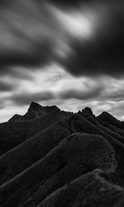 Preview wallpaper mountain, hill, bw, black, clouds, batangas, philippines