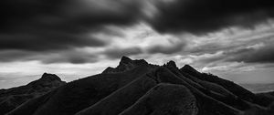 Preview wallpaper mountain, hill, bw, black, clouds, batangas, philippines