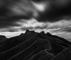 Preview wallpaper mountain, hill, bw, black, clouds, batangas, philippines