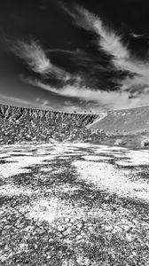 Preview wallpaper mountain, hill, field, clouds, bw