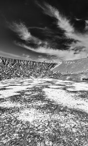 Preview wallpaper mountain, hill, field, clouds, bw
