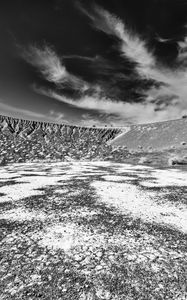 Preview wallpaper mountain, hill, field, clouds, bw