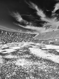 Preview wallpaper mountain, hill, field, clouds, bw