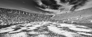 Preview wallpaper mountain, hill, field, clouds, bw