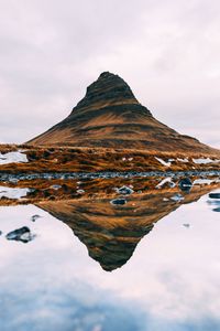 Preview wallpaper mountain, hill, lake, water, reflection