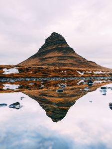 Preview wallpaper mountain, hill, lake, water, reflection