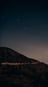 Preview wallpaper mountain, hill, night, starry sky