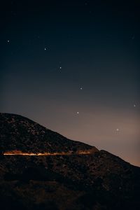 Preview wallpaper mountain, hill, night, starry sky
