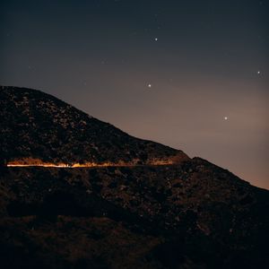 Preview wallpaper mountain, hill, night, starry sky