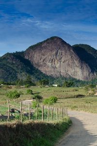 Preview wallpaper mountain, hill, pathway, fence