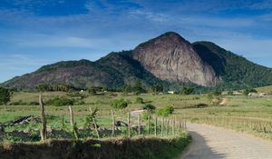 Preview wallpaper mountain, hill, pathway, fence