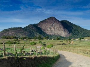 Preview wallpaper mountain, hill, pathway, fence