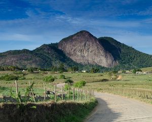 Preview wallpaper mountain, hill, pathway, fence