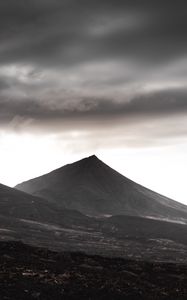 Preview wallpaper mountain, hill, peak, landscape, gray, moody