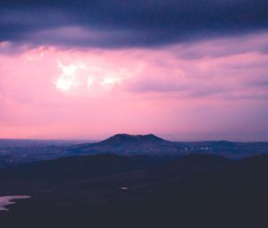Preview wallpaper mountain, hill, sunset, sky