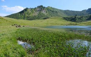 Preview wallpaper mountain, hill, valley, grass, landscape, nature