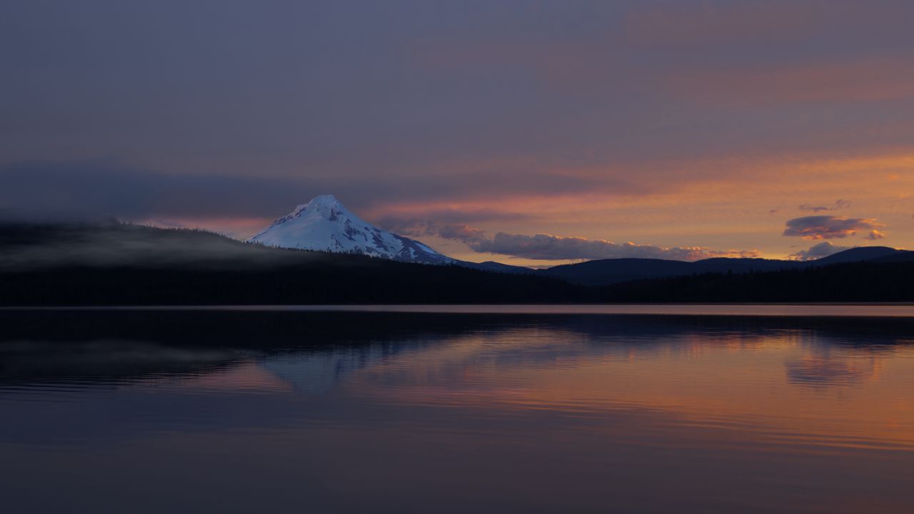 Wallpaper mountain, hills, reflection, lake, twilight