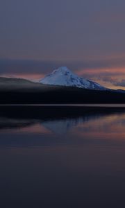 Preview wallpaper mountain, hills, reflection, lake, twilight