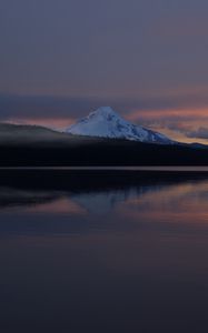 Preview wallpaper mountain, hills, reflection, lake, twilight