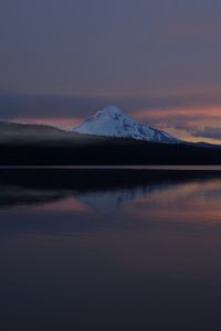 Preview wallpaper mountain, hills, reflection, lake, twilight
